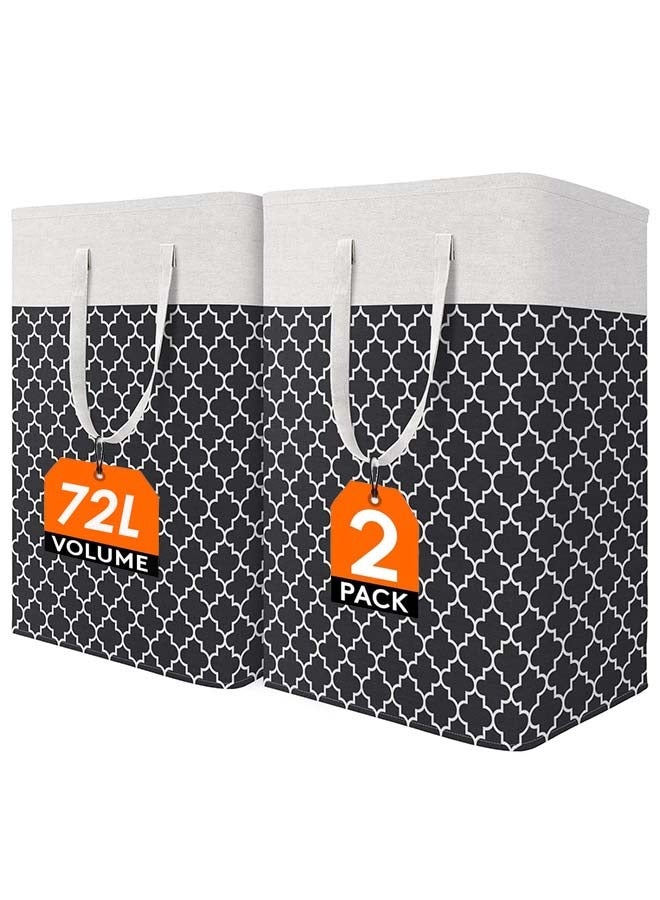 YIM-VIBEHAUS 2 Pack Laundry Basket, Collapsible Laundry Bag with Easy Carry Handles, Freestanding Laundry Hamper for Clothes, Blankets, Cushions - Image 1