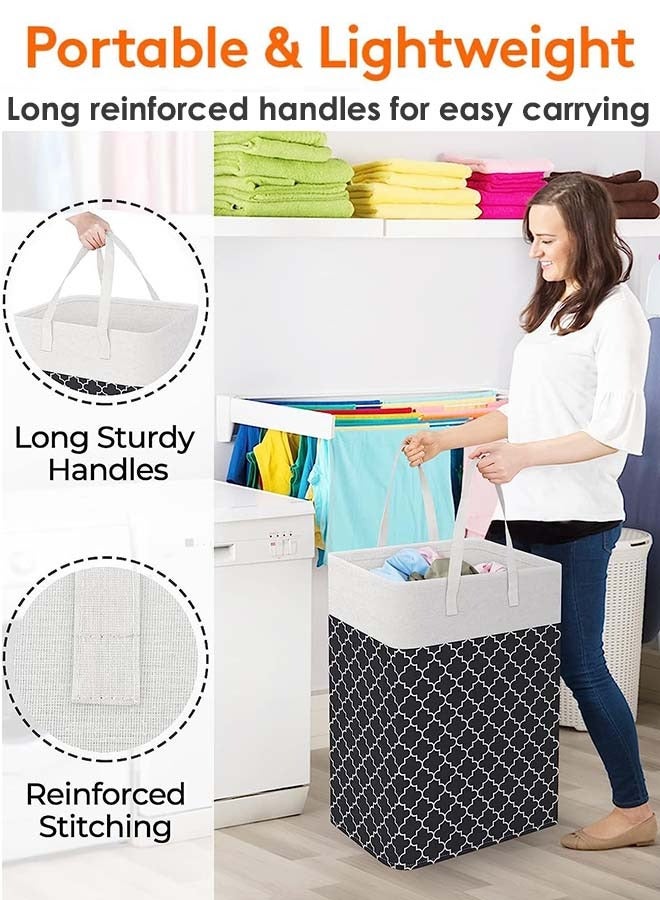 YIM-VIBEHAUS 2 Pack Laundry Basket, Collapsible Laundry Bag with Easy Carry Handles, Freestanding Laundry Hamper for Clothes, Blankets, Cushions - Image 3