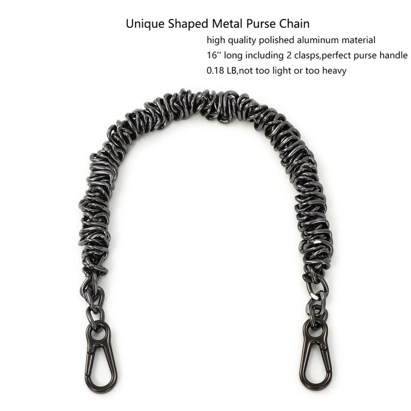 Yichain Unique Metal Bag Chains Purse Handles Shoulder Strap Replacement Accessories Charms For Handbags(Black 16 Inch) - Image 2
