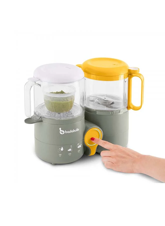 Badabulle 4 In1 Food Processor Blend, Steam, Reheat, Defrost Fast, Super Healthy, And BPA Free Prepare Multiple Meals, Grey - 1.3L