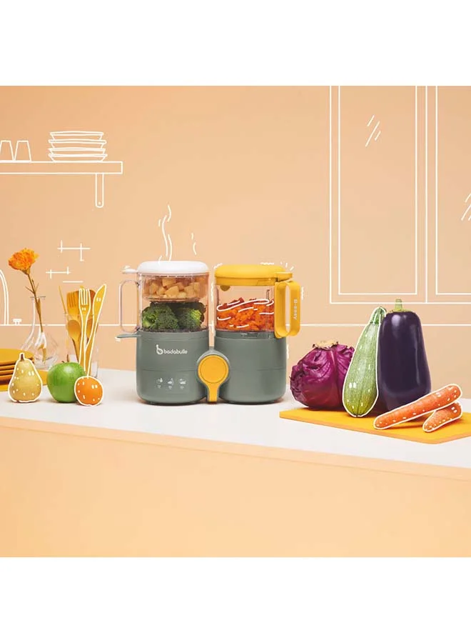 Badabulle 4 In1 Food Processor Blend, Steam, Reheat, Defrost Fast, Super Healthy, And BPA Free Prepare Multiple Meals, Grey - 1.3L
