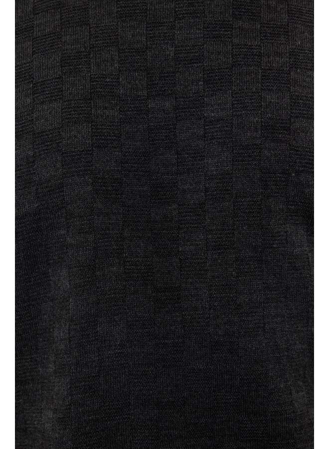 trendyol Anthracite Men's Turtleneck Textured Knitwear Sweater - Image 4