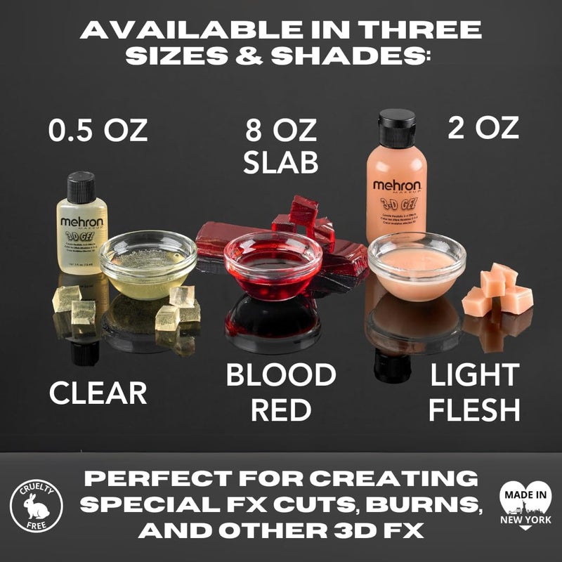 Mehron Makeup 3-D Gel | Gelatin Special Effects Makeup | Halloween SFX & Scarring Gel | Fake Skin for Stage, Screen, Theater, Cosplay, and Halloweens (8 Ounce, Clear) - Image 5