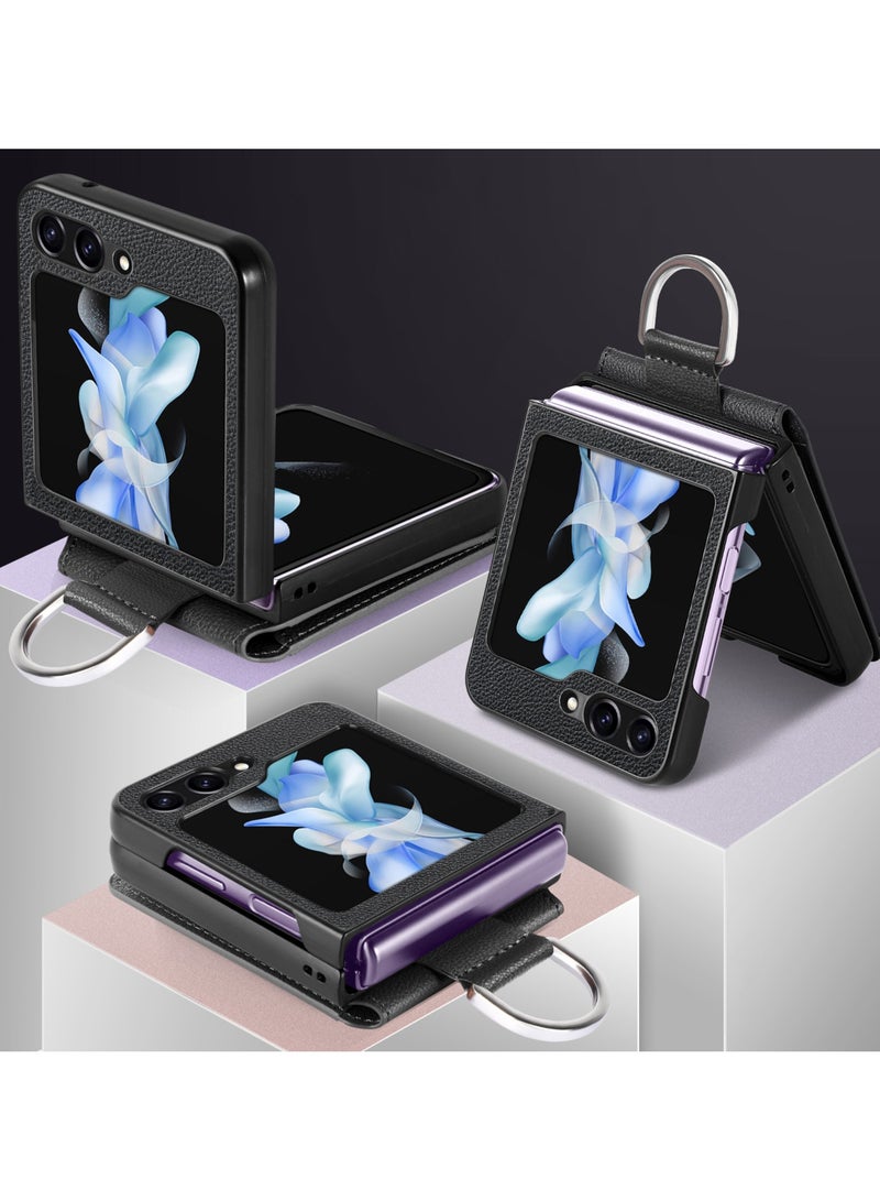 AROAQ For Samsung Z Flip 5 Leather Wallet Bag Case for Samsung Galaxy Z Flip 5 Flip5 Zflip5 Card Slot Finger Ring Bag - Image 2