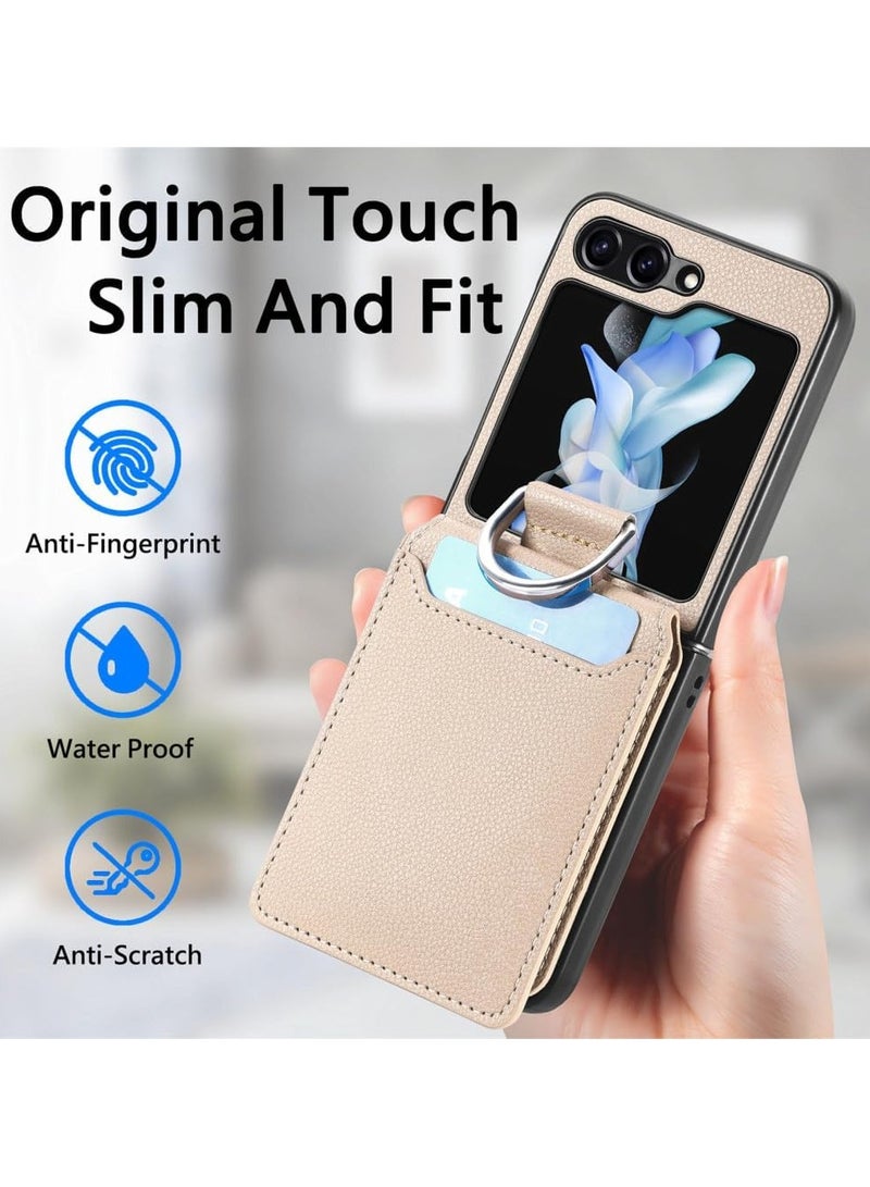 AROAQ For Samsung Z Flip 5 Leather Wallet Bag Case for Samsung Galaxy Z Flip 5 Flip5 Zflip5 Card Slot Finger Ring Bag - Image 5