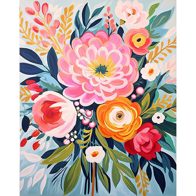 YarnMate Flowers Paint by Numbers Kit for Adults - Flowers in Vase Paint by Number on Canvas Without Frame, DIY Acrylic Painting for Gift Home Wall Decor (16x20 Inch) - Image 1