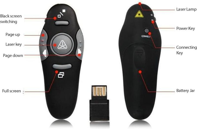 مؤشر عرض بوميا للعروض التقديمية، مؤشر عرض لاسلكي USB بتردد 2.4 جيجاهرتز، مؤشر عرض PPT، لأجهزة الكمبيوتر، اللابتوب، للمدرسة والمكتب - Image 2