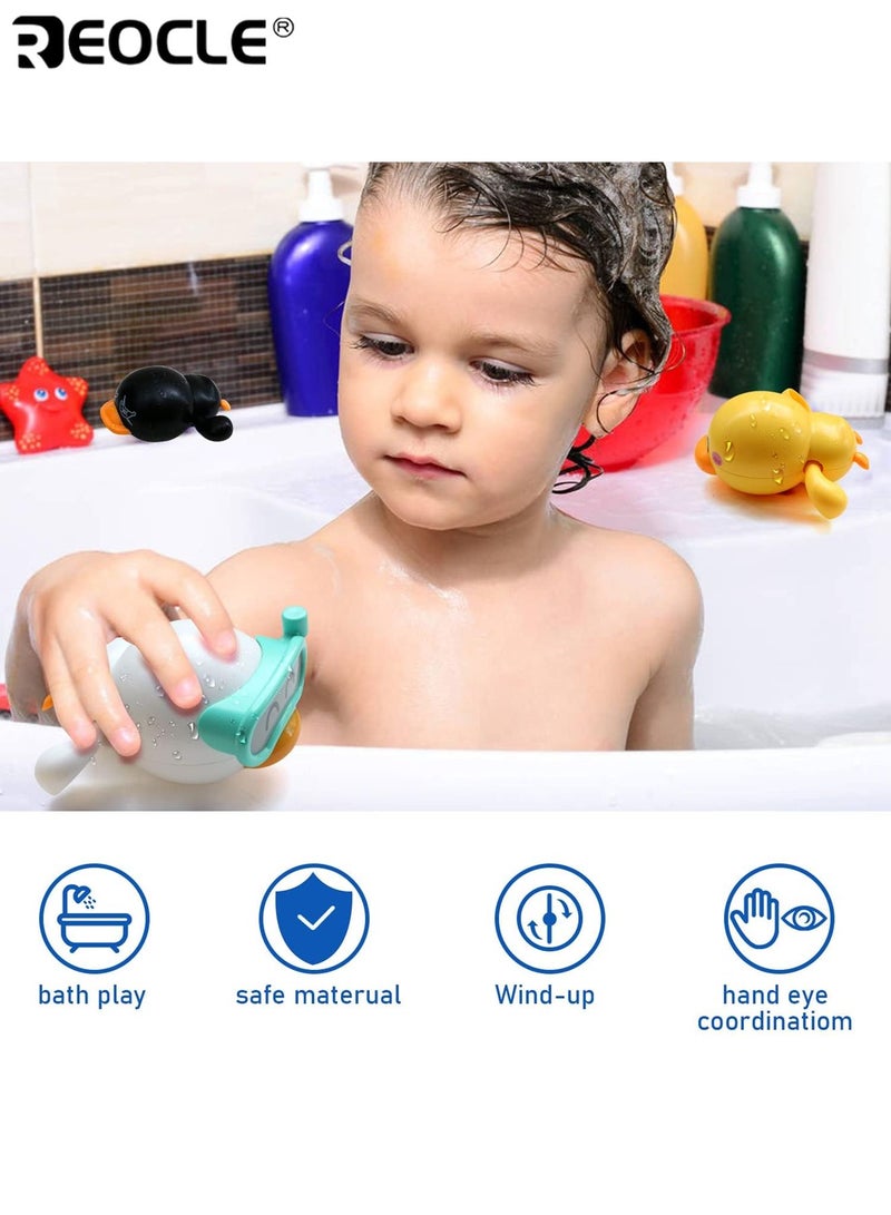 REOCLE 3PCS Wind Up Duck Baby Bath Toy with Floating Pool Games Safe Non-Toxic Swimming Water Toys Ideal for Bathtub Pool & Summer Water Play for Toddlers 1-3 Years Old Boys and Girls - Image 4