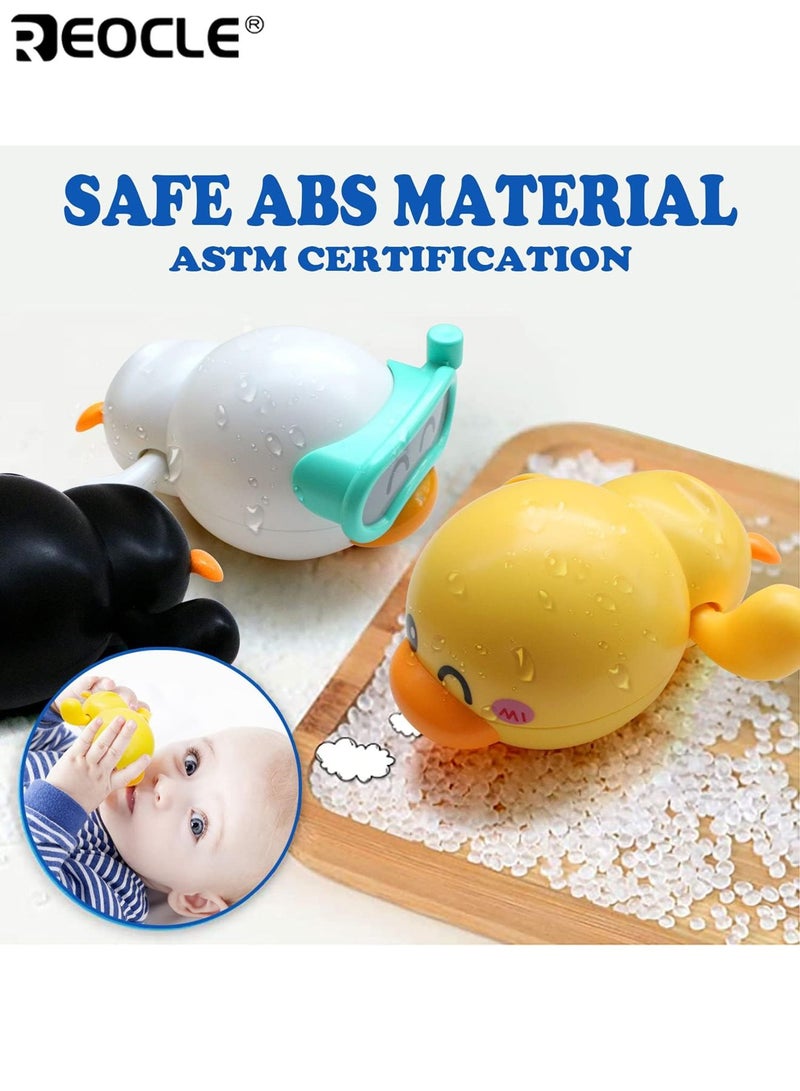 REOCLE 3PCS Wind Up Duck Baby Bath Toy with Floating Pool Games Safe Non-Toxic Swimming Water Toys Ideal for Bathtub Pool & Summer Water Play for Toddlers 1-3 Years Old Boys and Girls - Image 5