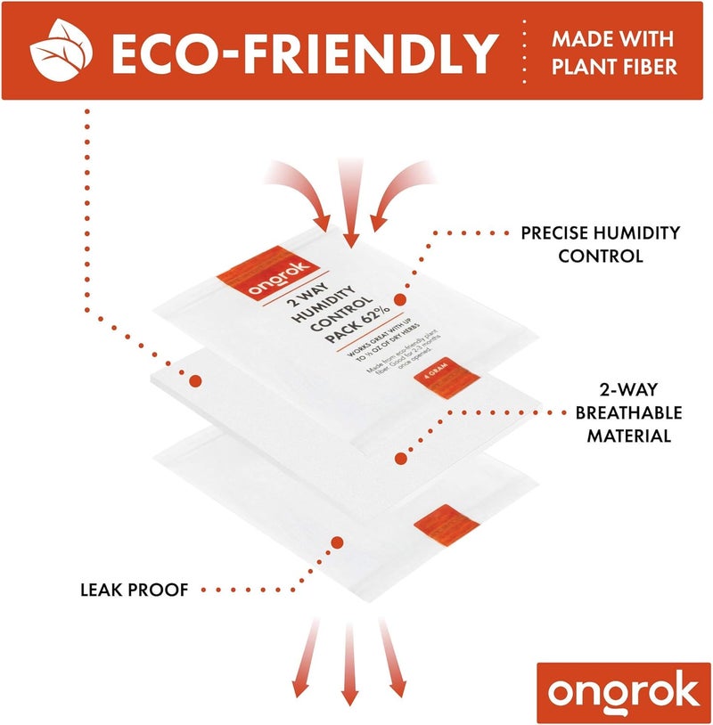 ONGROK 4 Gram, 2 Way Humidity Control Packets, 62% RH, 12 Pack, Each Pack Good for up to 1/2 oz - Image 2
