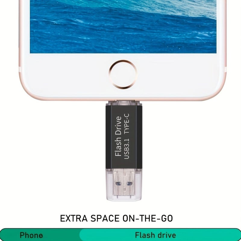 محرك أقراص USB-C فلاشي بسعة 128 جيجابايت، مزدوج USB 3.1 عالي السرعة، متوافق مع OTG للهواتف الذكية - Image 3