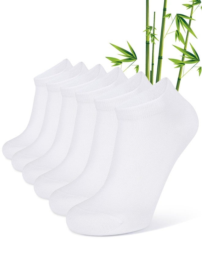 CLOSEMATE 6 Pairs Bamboo Viscose Thin Ankle Low Cut Breathable Non Slip Casual Short Socks for Men Women(6PlainWhite, Size L) - Image 1