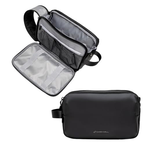 Carrywell (Not Made In China) Toiletry Travel Bag For Men, Shaving Kit, Waterproof Organizer and Dopp Kit, Interior Compartments and Pockets For Toiletries and Accessories (Black) - Image 1