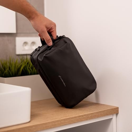 Carrywell (Not Made In China) Toiletry Travel Bag For Men, Shaving Kit, Waterproof Organizer and Dopp Kit, Interior Compartments and Pockets For Toiletries and Accessories (Black) - Image 5