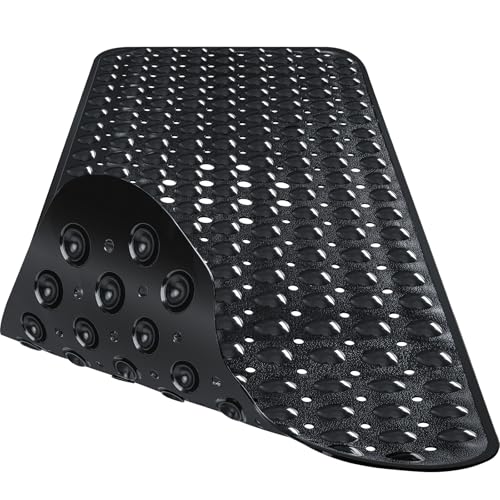 Naoloture Extra Long Black Bathtub Mat Non Slip, Soft Bath Mat for Tub 40 x 16 Inch Full Size, Bath Tub Shower Mats for Bathroom Floor with Big Suction Cups and Drain Holes, Easy Washable, BPA Free - Image 3