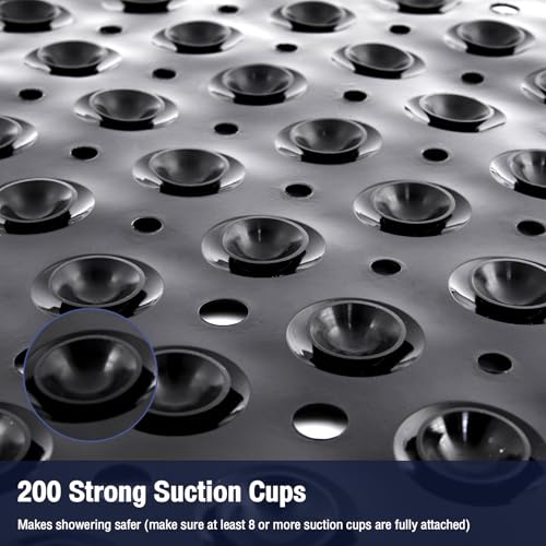 Naoloture Extra Long Black Bathtub Mat Non Slip, Soft Bath Mat for Tub 40 x 16 Inch Full Size, Bath Tub Shower Mats for Bathroom Floor with Big Suction Cups and Drain Holes, Easy Washable, BPA Free - Image 5