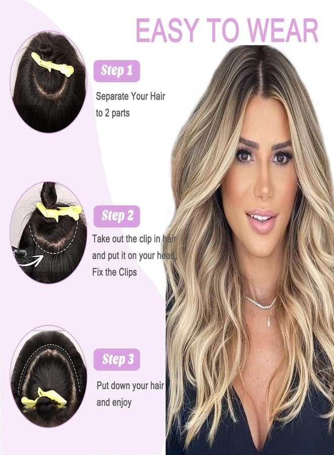 سمارتينوف وصلات شعر سمارت إنوف بالياج بمشابك، تغطي ثلاثة أرباع الرأس، لون أشقر رمادي إلى بلاتيني، على شكل حرف V، بطول 14 بوصة، قطعة واحدة للنساء، بوزن 70 غرام، بتقنية أومبري غير مرئية، شعر طبيعي - Image 5