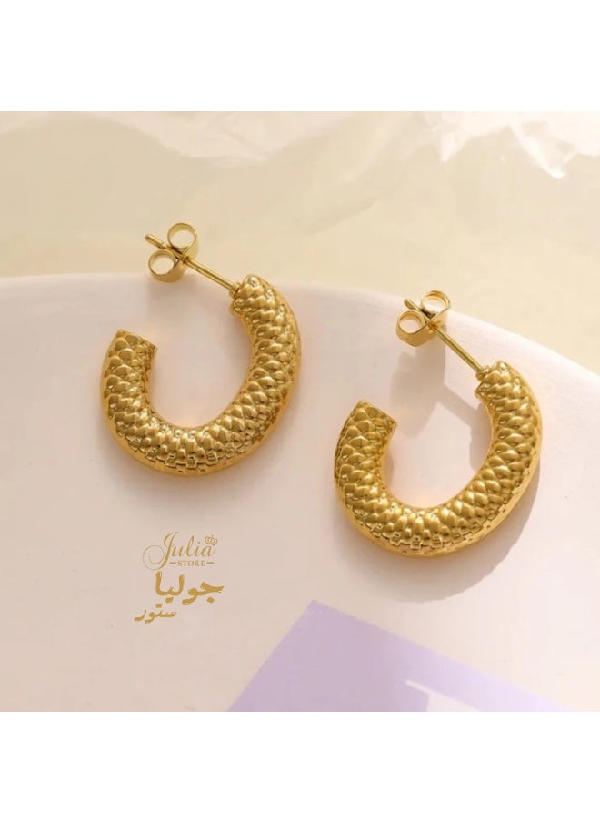 Julia Store 18K Gold Plated 316L Stainless Steel Chunky Hypoallergenic Gold Lightweight Click-Top Hoop Earrings for Women  - Image 1