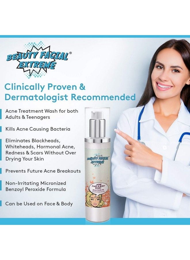 Beauty Facial Extreme - Benzoyl Peroxide 10% Severe Acne Cleanser Clinically Proven Wash To Fight Acne Bacteria On Contact For Cystic Breakouts Oily Skin Clogged Pores Blackhead & Whitehead Pimples For Face & Body. - Image 1