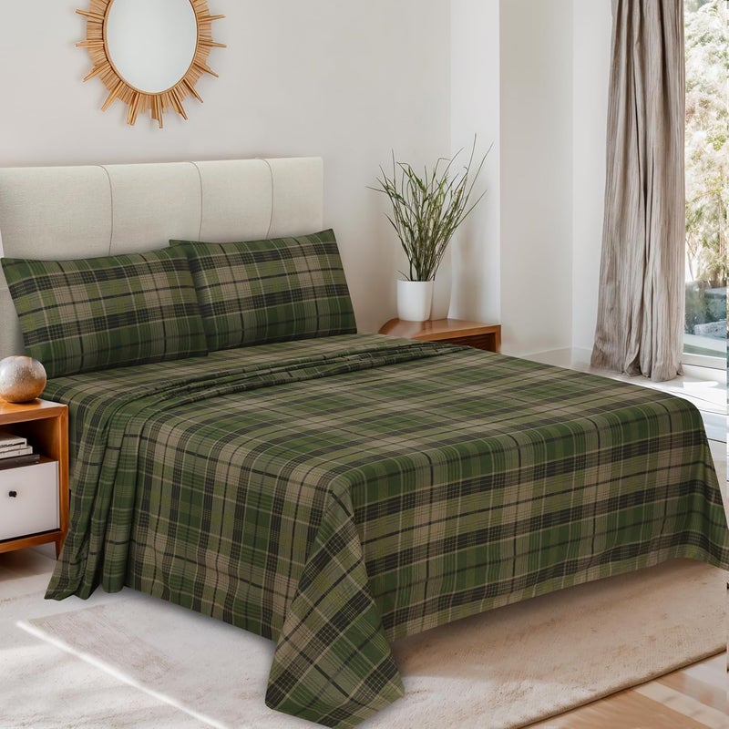 RUVANTI Flannel Sheets Full Size - 100% Cotton Double Brushed Bed Sheets Set, Deep Pockets 16 Inches, All Seasons Breathable & Extra Soft Full Sheets, Warm & Cozy, 4 Piece, DNA Plaid - Image 2