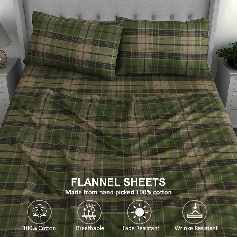 RUVANTI Flannel Sheets Full Size - 100% Cotton Double Brushed Bed Sheets Set, Deep Pockets 16 Inches, All Seasons Breathable & Extra Soft Full Sheets, Warm & Cozy, 4 Piece, DNA Plaid - Image 4