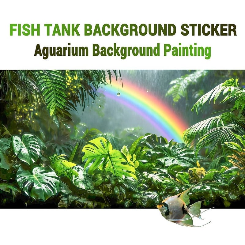 Rainforest Aquarium Background Sticker 100x50cm Fish Tank Wall Art Realistic Reptile Habitat Decor - Image 1