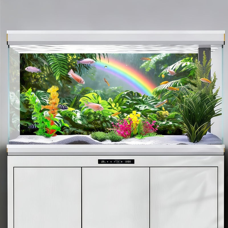 Rainforest Aquarium Background Sticker 100x50cm Fish Tank Wall Art Realistic Reptile Habitat Decor - Image 5