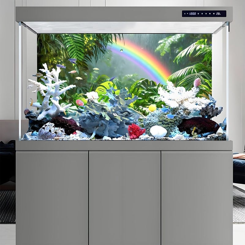 Rainforest Aquarium Background Sticker 100x50cm Fish Tank Wall Art Realistic Reptile Habitat Decor - Image 4