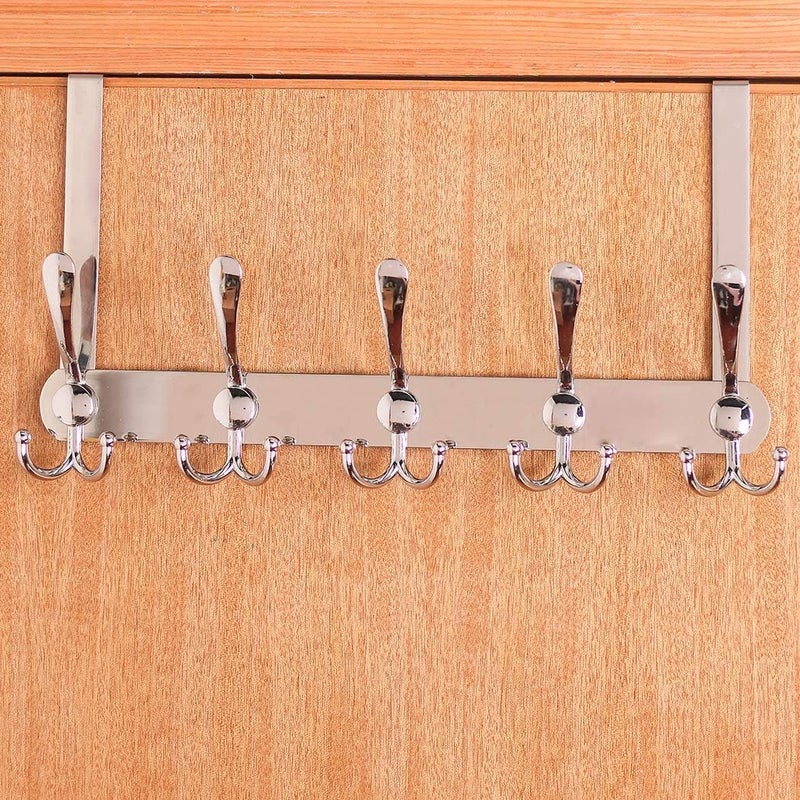 Encozy Over The Door Hooks,Coat Rack for Hanging Clothes Hat Towel (Heavy Duty Silver 2pcs) - Image 3