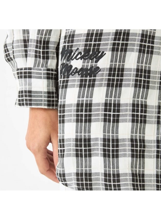 SP Characters Mickey Mouse Print Shirt with Long Sleeves and Chest Pocket  - Image 1