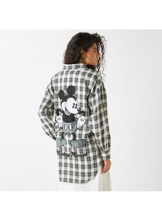 SP Characters Mickey Mouse Print Shirt with Long Sleeves and Chest Pocket  - Image 3