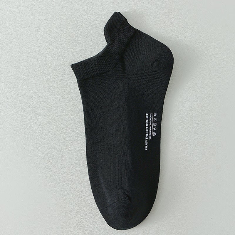 Socks Mens Summer Pure Cotton Shallow Mouth Mens Short Socks Deodorant Sweat Absorbing Breathable Low Top Short Tube Spring and Autumn Tilt Boat Socks Trendy Crescent White - Image 2
