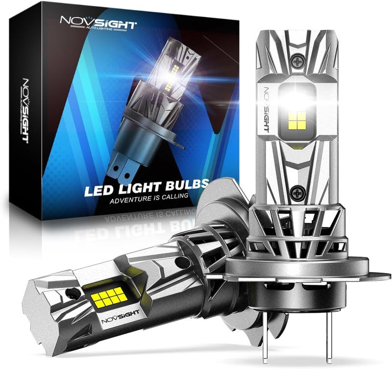 NOVSIGHT H7 LED Headlight Bulb - 27000LM 1:1 Size H7 Headlight Bulb, 600% 6500K Cool White Super Bright Conversion Kit, Plug and Play,IP68 Waterproof,Pack of 2 - Image 1