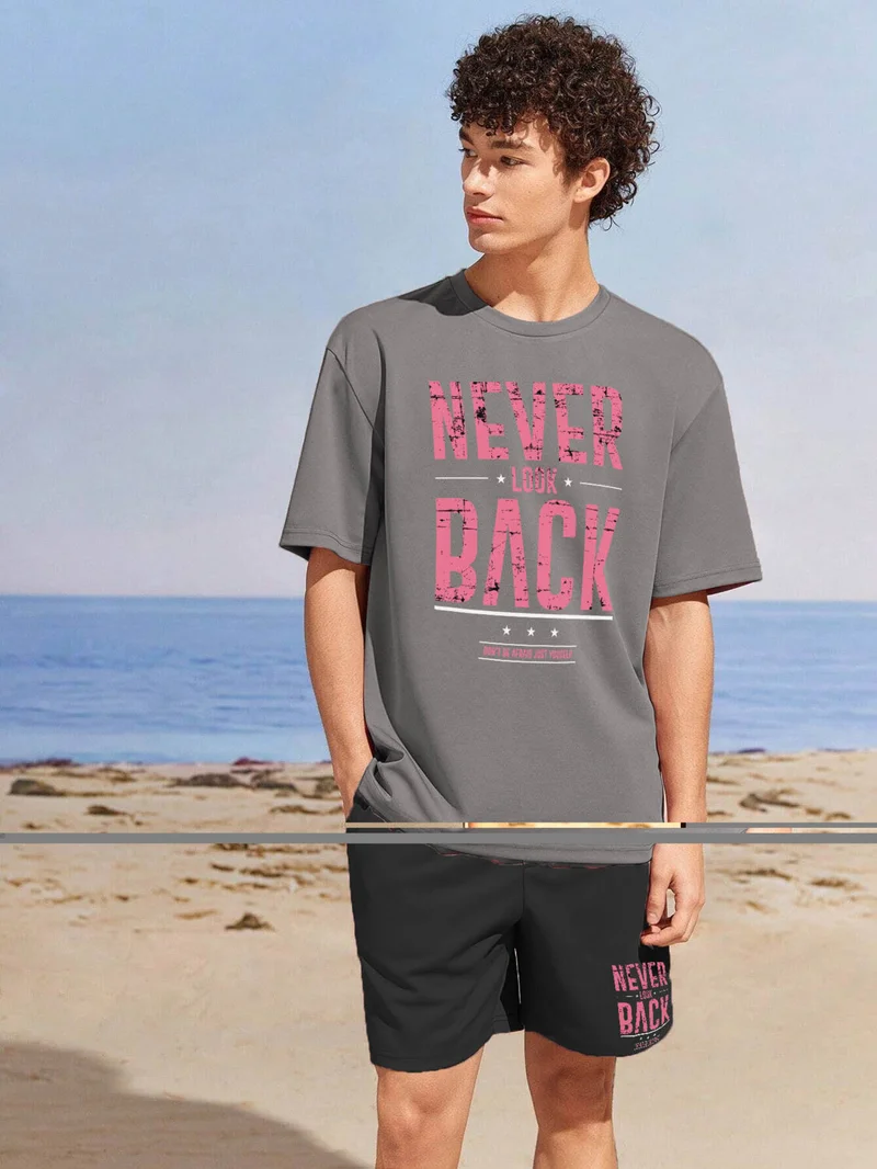 DogFish Couple Lover Combination Oversize Neverlook Design Printed T-Shirt 2-Pack