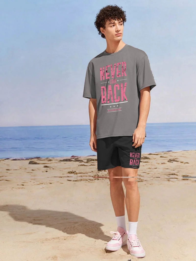 DogFish Couple Lover Combination Oversize Neverlook Design Printed T-Shirt 2-Pack