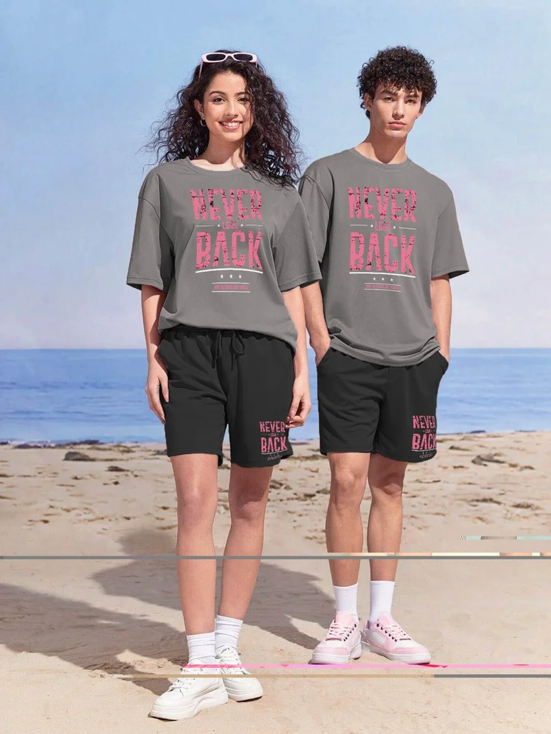 DogFish Couple Lover Combination Oversize Neverlook Design Printed T-Shirt 2-Pack