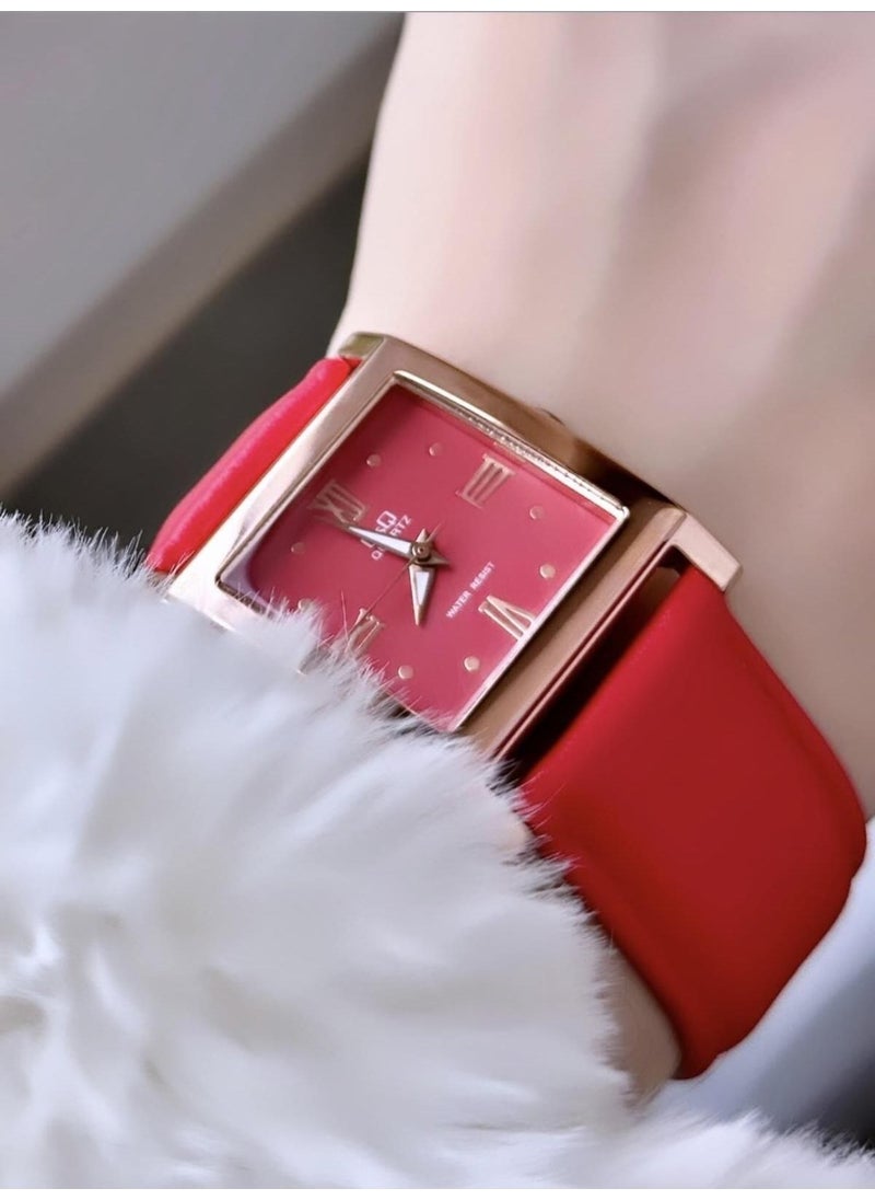 Q&Q vintage Women's Leather Band Wristwatch  - Image 1
