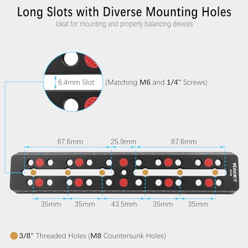 YUEOCT 230mm/9.05" Telescope Rail Bar Vixen Style Dovetail Mounting Plate, with M6 1/4" 3/8" Camera Screw for Telescope Saddle Mount Base OTA Equatorial Head Tripod Adapter Sky Astrophotography - Image 3