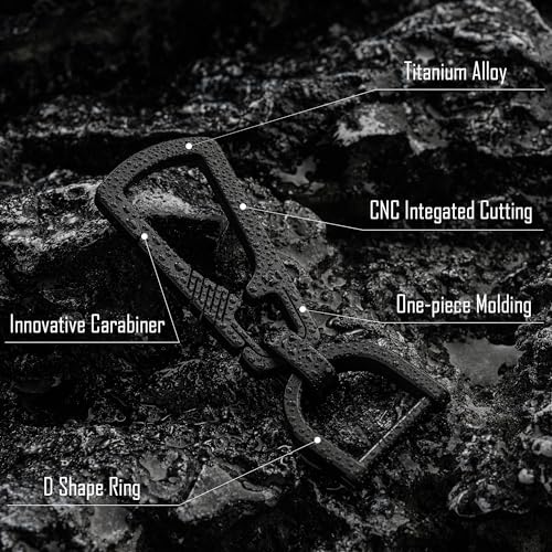 KeyUnity Titanium Carabiner Keychain Clip, Quick Release EDC Key Holder Organizer with Key Ring (KM17BK) - Image 2