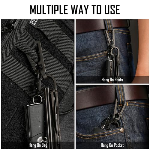 KeyUnity Titanium Carabiner Keychain Clip, Quick Release EDC Key Holder Organizer with Key Ring (KM17BK) - Image 4