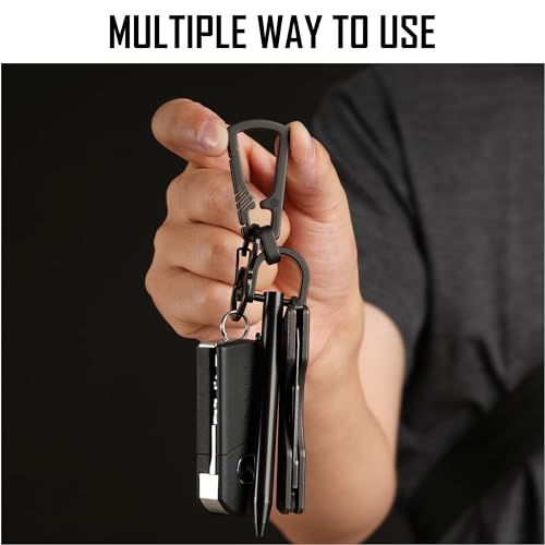 KeyUnity Titanium Carabiner Keychain Clip, Quick Release EDC Key Holder Organizer with Key Ring (KM17BK) - Image 3
