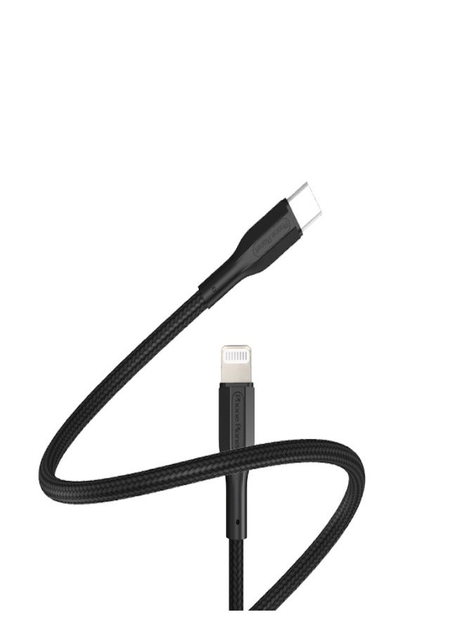 USB-C to Lightning cable, 1 meter long, reliable performance and fast connection, Black color