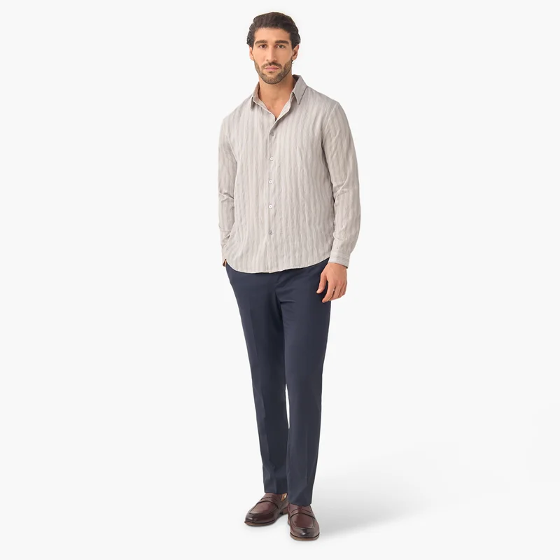 ايكونيك Iconic Regular Fit Striped Collared Shirt with Long Sleeves