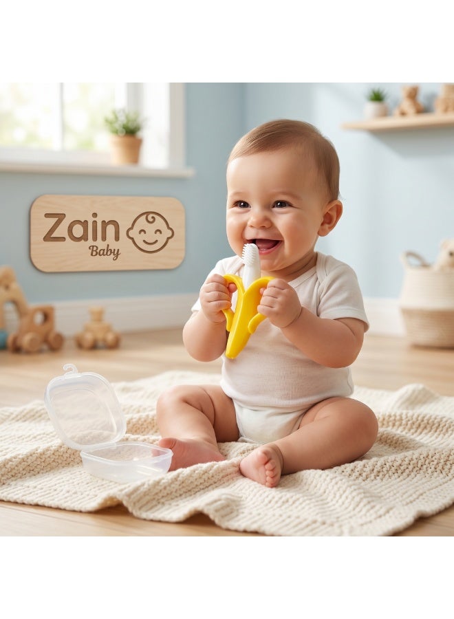 زين عضاضة وفرشاة أسنان الموز للأطفال من زين مع علبة تخزين صحية - سيليكون ناعم (لون عشوائي) - Image 3