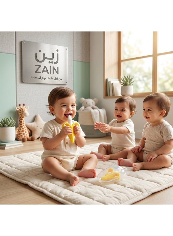 زين عضاضة وفرشاة أسنان الموز للأطفال من زين مع علبة تخزين صحية - سيليكون ناعم (لون عشوائي) - Image 4