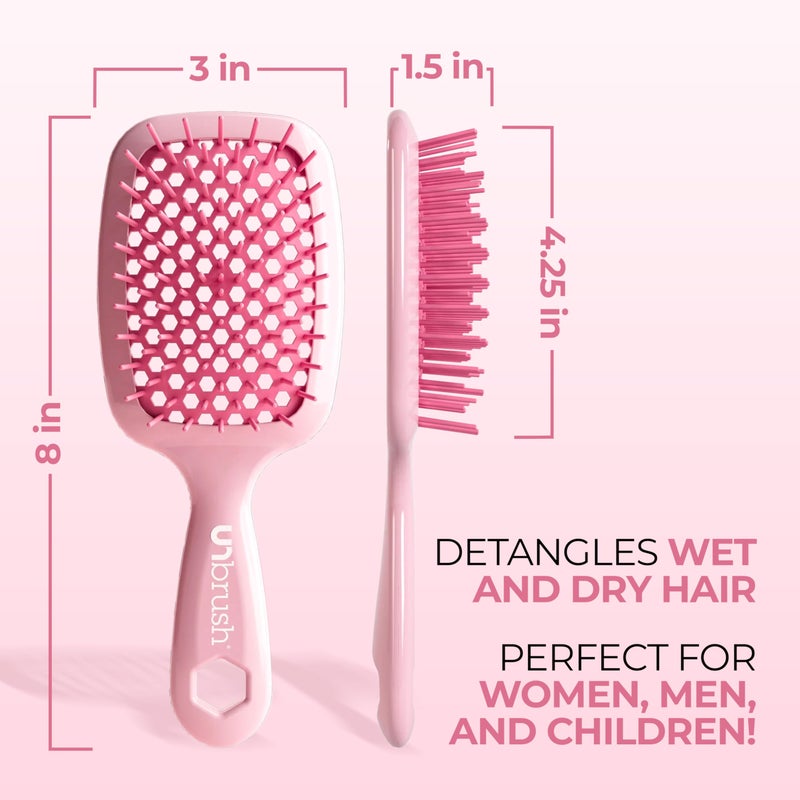 UNbrush FHI Heat UNbrush Detangling Brush for Pain-Free Brushing on All Wet or Dry Hair Types â€” Durable DuoFlex Anti-Static Bristles, Lightweight Handle, Vented Hair Brush, Peony Light Pink - Image 4