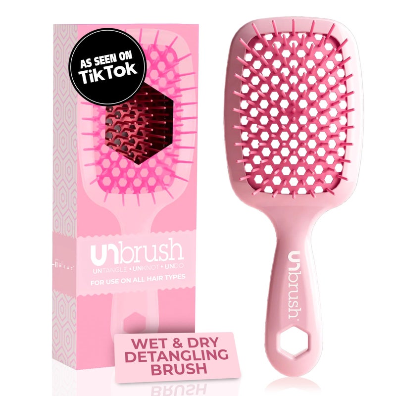 UNbrush FHI Heat UNbrush Detangling Brush for Pain-Free Brushing on All Wet or Dry Hair Types â€” Durable DuoFlex Anti-Static Bristles, Lightweight Handle, Vented Hair Brush, Peony Light Pink - Image 1