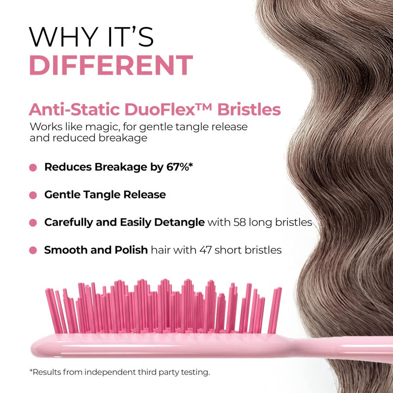 UNbrush FHI Heat UNbrush Detangling Brush for Pain-Free Brushing on All Wet or Dry Hair Types â€” Durable DuoFlex Anti-Static Bristles, Lightweight Handle, Vented Hair Brush, Peony Light Pink - Image 2