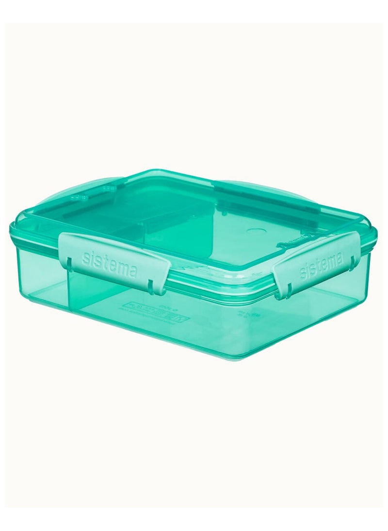 Sistema Snack Attack Duo 975ml Green Lunch Box with Dual Compartments, Easy Lock Clips, BPA Free Food Storage Container for Snacks, Sandwiches & Meal Prep, Reusable Lunch Box Made in New Zealand - Image 4