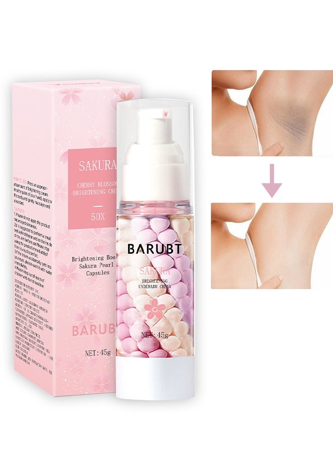 BARUBT Sakura Cherry Blossom Brightening Cream -Gluta Brightening Underarm Cream, Brightening Booster Sakura Pearl Capsules, Sakura Gluta Brightening Underarm Cream 45g - Image 1